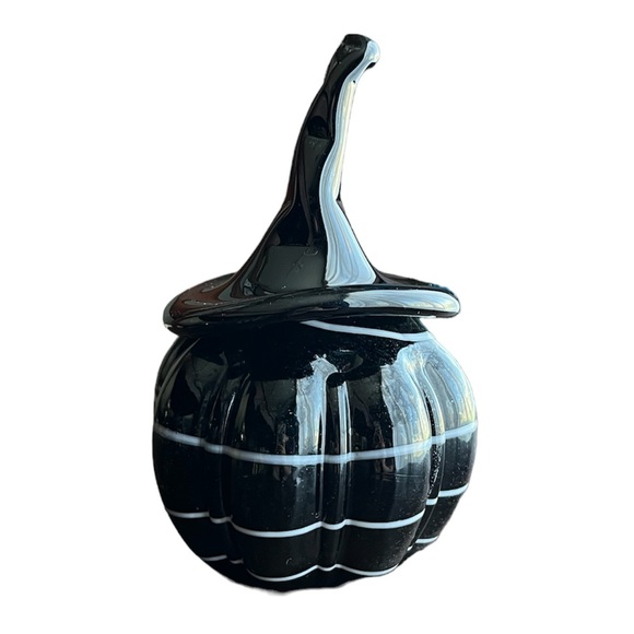 Halloween Ceramic Pumpkin with Witch’s Hat Tabletop Decor | Spooky & Elegant - Picture 3 of 8